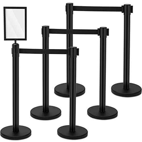 Geelin 6 Pack Crowd Control Stanchions Barriers, 16 ft, Black - color: Black, size: 16 ft