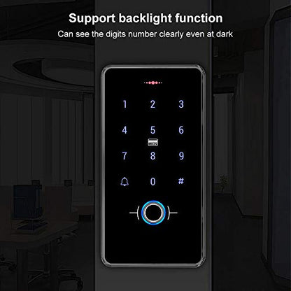 IP68 Waterproof Outdoor Fully Fingerprint Door Access Control System Kit – RFID Keypad Entry with NC Electric Strike Lock, 13.56MHz, DC12V Power Supply, Exit Button & 10 Key Fobs - style: F20-set-NC