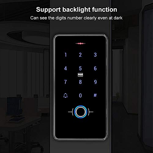 IP68 Waterproof Fingerprint Door Access Control Keypad – RFID 13.56MHz Entry System with Cards, PIN Code, Backlit Touch Panel, Doorbell Function,with 10 Key Fobs,Can be Installed Outdoor - style: F20-10IC