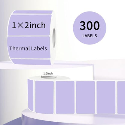2x1 Inch Thermal Labels, Purple Thermal Printer Stickers, Waterproof Self-Adhesive Shipping Label Printer Sticker for Barcode, Name, Address, 300 Labels/Roll - color: Purple, size: 1*2 inch/1 roll