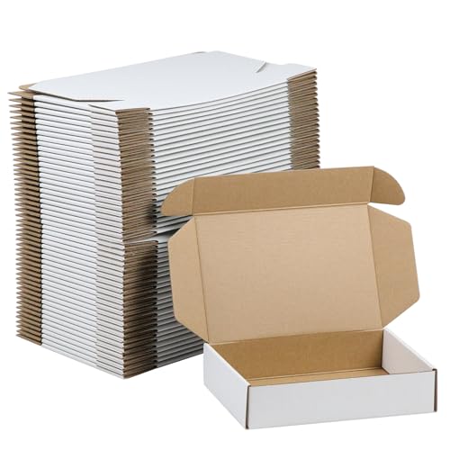 SUNLPH 50 Pack 9x6x2 Inches Small Shipping Boxes, White Corrugated Cardboard Boxes, Moving Mailing Packing Box - color: White, size: 9x6x2