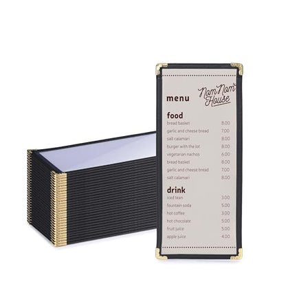 WeChef 30 Pcs 4.25 x 11" Restaurant Menu Covers Single Page 2 View Menu - size: 4.25x11" - 2 View