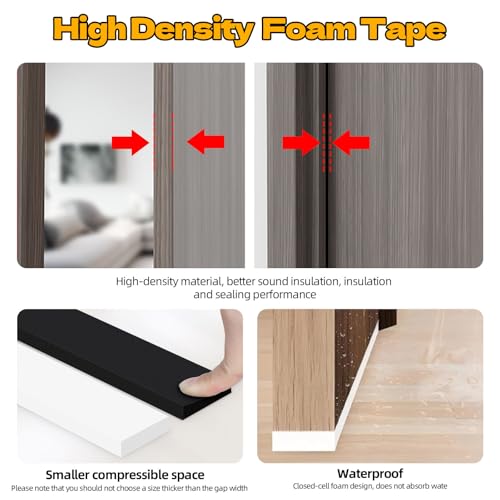 1 in Wide x 1/8 in Thick x 33FT Foam Weather Stripping Door Seal,Window Sealing Tape，Single-Sided Self-Adhesive Insulation Sealing Strip,Black - color: Black, size: 1 IN x 1/8 IN x 33FT