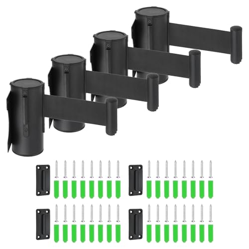 MECCANIXITY Wall Mount Retractable Belt Barrier 6.56ft Crowd Control Belts - color: Black/Black, size: 6.56 ft