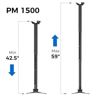 Projector Mount, 42"-59" Height, Universal Ceiling Bracket, 33lb - color: Black, size: 42.5inch-59inch