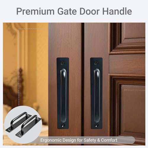 2PCS 7 Inches Barn Door Handle, Premium Black Gate Handle - size: 7 Inches