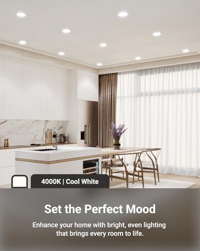 Sunco 12 Pack 4 Inch Ultra Thin LED Recessed Ceiling Lights Slim, 4000K Cool White, Dimmable, 10W, Wafer Thin, Canless with Junction Box - Energy Star - size: 4" 4K