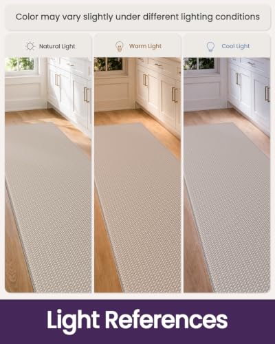 DEXI Kitchen Floor Mats Cushioned Anti Fatigue, 23x86 Standing Runner Rug - color: Beige, size: 86"l X 23"w X 0.4"th