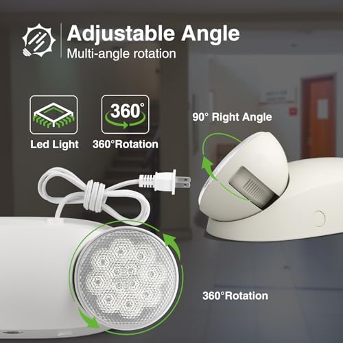 FREELICHT 1 Pack Led Emergency Lights with Round Head, 4FT Plug in Cord - size: 1 pack