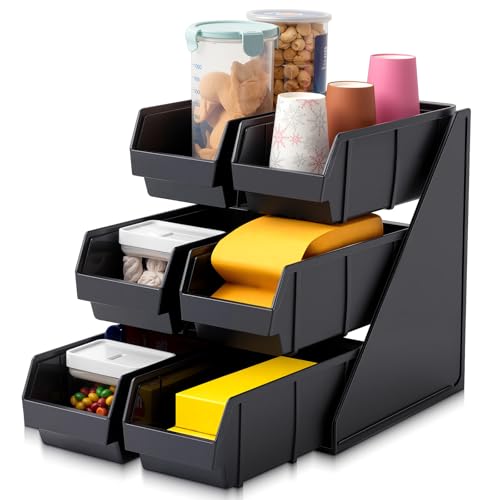 Novabright 6 Compartment Serve Condiment Bin Self Serve Condiment Packet - style: 6 Bin 3 Tier