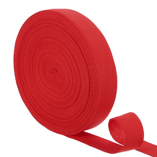 uxcell 23 Yards Cotton Twill Tape, 1-inch Herringbone Webbing Ribbon Bias Binding Tapes for Clothes Sewing, DIY Crafting (Bright Red) - color: Bright Red, size: 1-inch