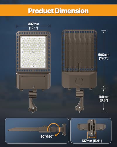 LED Parking Lot Light 300W: 5000K 45,000LM, 150LM/W Arm Mount - color: Adjustable Arm Mount 300W
