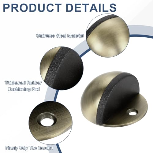 uxcell Low Dome Floor Door Stop, 45mm Dia. Stainless Steel Door Stopper - color: Bronze