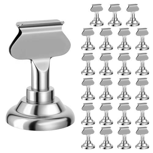 ERYTLLY 24 PK Place Card Holders 1.7 inches Table Card Holder Steel Card Holders for Weddings,Birthdays,Photos, Memo Notes, Restaurants (Silver 24PK) - color: Silver 24PK