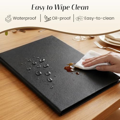 10 Pcs PU Leather Menu Covers 8.5x11 Inch, Menu Holders with 2-View