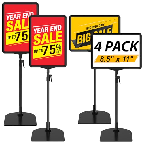 Table Top Sign Holder 8.5 x 11, Adjustable Floor Sign Holder Stand - size: 8.5"x11" 4 Pack