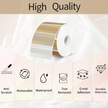 Brown Thermal Label 2x1 Inch- Barcode Labels- Holographic Thermal Sticker Labels for Address, Shipping, Compatible with Rollo Label Printer & MUNBYN& Zebra (300 Sheets/Brown Gradient) - color: Holographic Brown, size: 2"x 1"