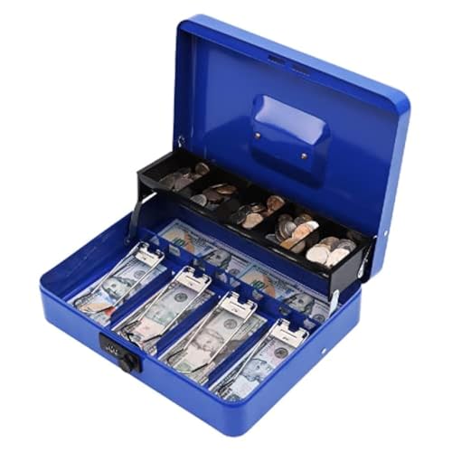 xydled Cash Box with Combination Lock, Metal Money Safe Storage box, Blue - color: Blue Combination Lock
