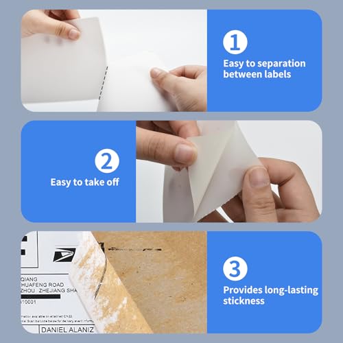 4 x 6 Direct Thermal Shipping Labels - Shipping Address Stickers Perforated and Strong Adhesive, Thermal Labels for Rollo & Zebra Printer（500pcs per Stack,2 Stacks） - size: 500Pcs /Stack, style: 2 Stacks