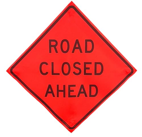 36"x36" Road Closed Ahead Orange Mesh Roll-Up Signs 4-Pack - color: Road Closed Ahead