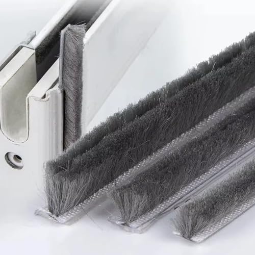 5m (16feet) Brush Weather Striping Card-Slot Seal Strip Pile Weatherstrip Door Sweep Brush for Door Window (6mm x 12mm (1/4" 1/2"), Gray) - size: 6mm x 12mm