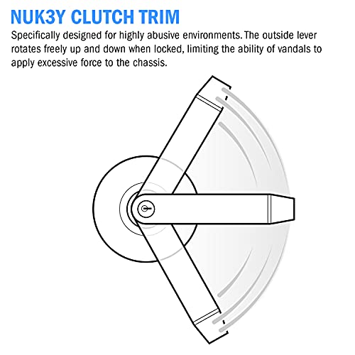 Nuk3y Azure Grade 2 Commercial Duty Cylindrical Lever Lockeset, ADA, UL Rated, Satin Chrome US26D (Entry) - size: Entry