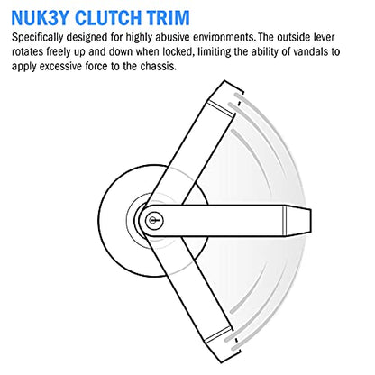Nuk3y Azure Grade 2 Commercial Duty Cylindrical Lever Lockeset, ADA, UL Rated, Satin Chrome US26D (Entry) - size: Entry