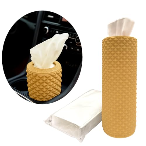 Car Cup Holder Tissue Box Holder – Auto Interior Accessories for Men & Women，Car Accessories Organizer with Premium Tissues with 1 Pack Tissues, Universal Fit for Most Vehicles (Beige) - color: Beige