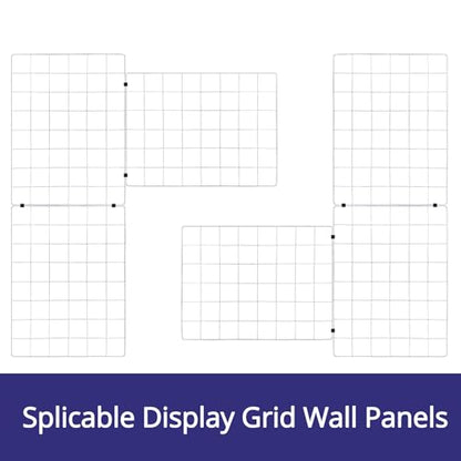 WELLCO Grid Wall Panels, 15.7" x 11.8" Portable Display Grid, Assembled with Extra Joining Clips and Hooks, 4 Pack, White - color: White, size: 15.7"x 11.8"(4pack)