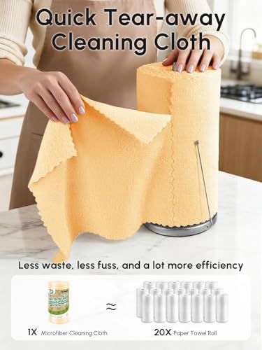 Microfiber Cleaning Cloths Roll 75 Pack 12x12 Inch Lint Free - color: Orange