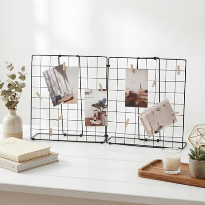 Double-Sided Foldable Desktop Photo Display Board Black - color: Black