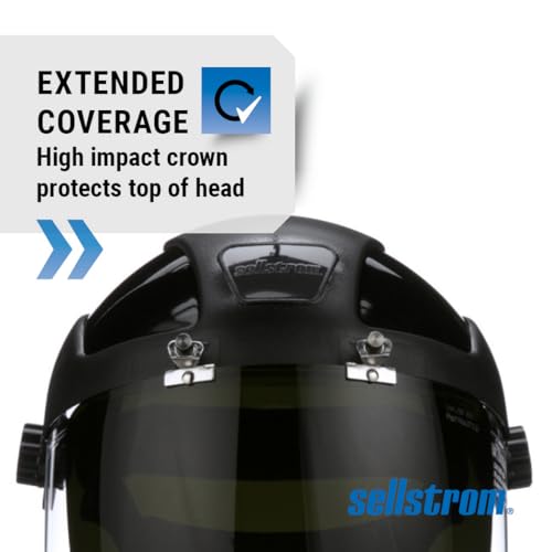 Sellstrom DP4 Face Shield - Lightweight Mask with High Impact Crown & Ratchet Headgear for Work, Grinding, Plasma/Flame Cutting - ANSI Z87.1 - Clear Anti Fog Polycarbonate Window - UV/IR Flip Up Visor - style: Shade 6 Infrared Visor