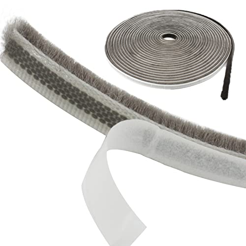 AcbbMNS Self-Adhesive Pile Weather Stripping 32.8ft L x 0.35'' W x 0.2'' H Grey Brush Weather Seal Strip for Door Window Weatherproof Dustproof Soundproof