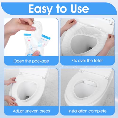 Thinp 10 Pcs Toilet Seat Covers Disposable, Portable Toilet Seat Mat for Travel Waterproof Toilets Seats Cushion for Travel Hotel Hospital (Individual Package, Universal)