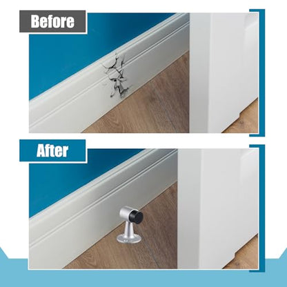 Yaocom 2 Pack Heavy Duty Floor Mounted Door Stop 3 in Aluminum Commercial Grade Door Stopper with Rubber Bumper & Stainless Steel Screws (Sliver) - color: Sliver