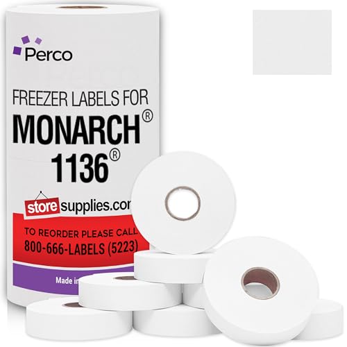 Pricing Labels for Monarch 1136 Freezer Adhesives White - 14,000 Labels w/ 8 Rolls Value Pack, 1 Sleeve - Made in USA - size: 1 Sleeve