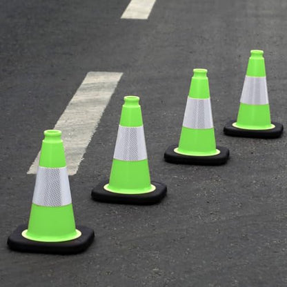 4-Pack 12" Green Cones - Reflective for Road/Construction - color: Green, size: 12inch