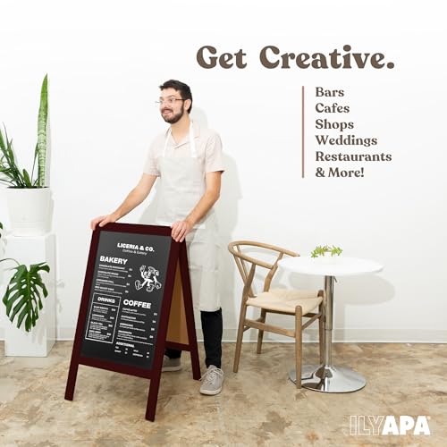 Ilyapa A-Frame Chalkboard Sidewalk Sign, 40x20 Inch - Mahogany, Sturdy - color: Classic Stained Wood