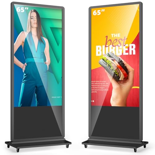 4K LCD Touchscreen Digital Signage Display, Indoor Floor Standing Advertising Kiosk, Commercial Digital Signage Player, HDMI WiFi Bluetooth Input Auto AD Player (65" NonTOUCH) - size: 65" NonTOUCH