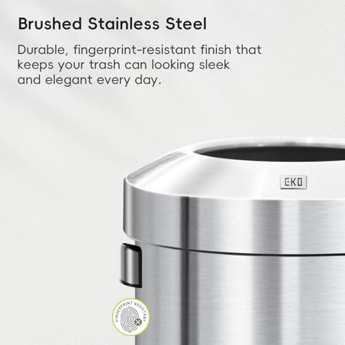 EKO 32-Gallon Round Stainless Steel Open Top Trash Can, Large Commercial Waste Bin with Detachable Lid and Carrying Handle, Brushed Metal Garbage Bin for Home, Office, Restaurant, Restroom - color: Stainless Steel, size: 120 Liter, Round