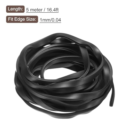 uxcell U Channel Edge Trim, 16.4ft Length Rubber Guard Seal Strip Edge Protector Flat Type Fit for 1mm Edge, (5/32" W x 5/16" H) Black - size: Fit 1mm x 16.4'L x 5/16"H x 5/32"W