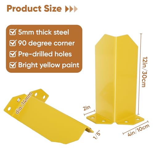 Nisorpa 12" Pallet Rack Post Protectors, 2 Pcs, with 10 Anchor Bolts