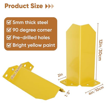 Nisorpa 12" Pallet Rack Post Protectors, 2 Pcs, with 10 Anchor Bolts