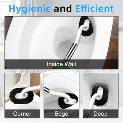 AONEZ Toilet Brush Set, Deep Under-Rim Cleaning, Vented Holder, White