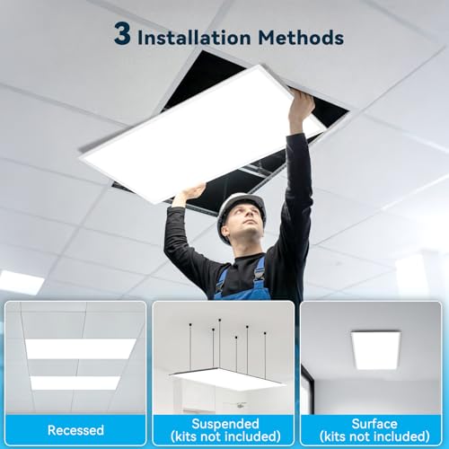 AIKVSXER 2x4 LED Flat Panel Light with App & Wireless Switch Control 2Pack