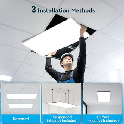 AIKVSXER 2x4 LED Flat Panel Light with App & Wireless Switch Control 2Pack