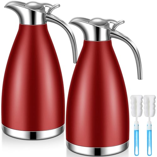 Uiifan 2 Pcs 68oz Thermal Coffee Carafe for Keeping Hot/Cold - color: Red