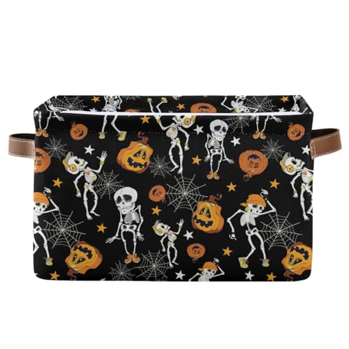 Skeleton Halloween Rectangular Storage Basket Organizer Bin Shelf Baskets For Clothes Gifts For Home Office Dorm - color: Skeleton Halloween