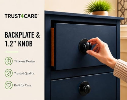 trust4care 4-Pack 2.0" Black Backplates of Bifold Closet Cabinet Knobs - color: Black