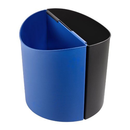 Safco Desk Side Recycling Receptacle, 2 Bin Set, Black/Blue, 7 Gallon - size: 7 Gallon